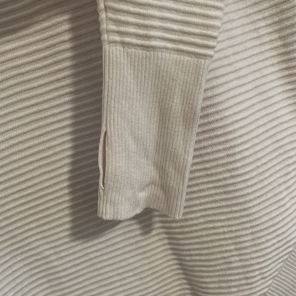 Aerie White Ribbed Collared Quarter-Zip Pullover Small Athleisure Loungewear - Picture 5 of 5